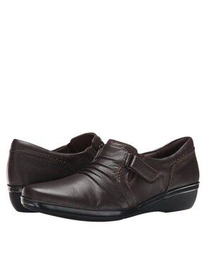 Clarks Shoes Size 7M Everlay Brown Coda Dark Leather Slip On